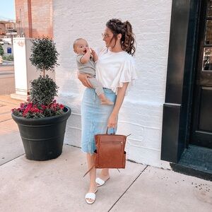 Mud Pie White Ruffle Sleeve Blouse